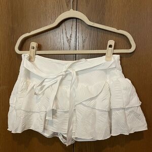 SHEIN EZwear Ruffle Trim Knot Side Layer Hem Skirt